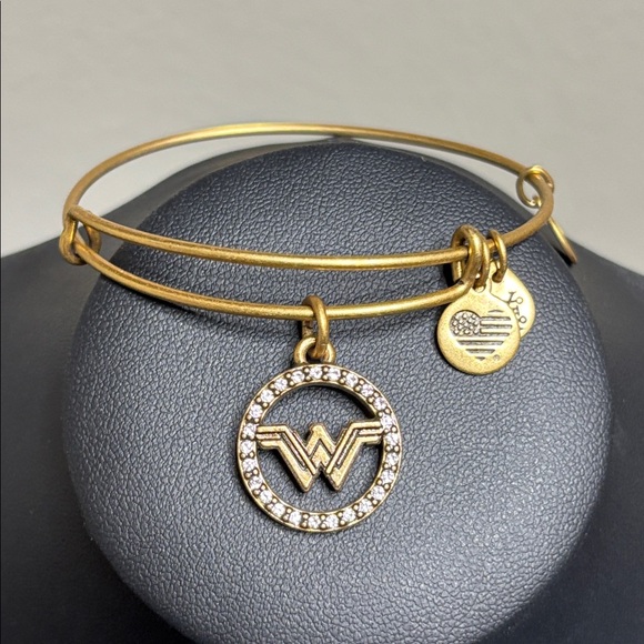 Alex and Ani Gold Wonder Woman Charm Rhinestone Bracelet Adjustable - Picture 1 of 6